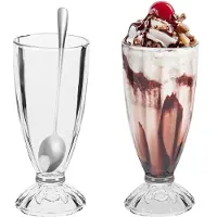 Markenlos – Set van 2 glazen milkshake bekers, dessert glazen, voor ijs en milkshakes