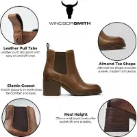 Windsor Smith Dames Tan Classic Leren Platform Enkel Chelsea Laarzen - Varsity