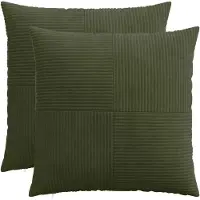 vidaXL Kussensloop 2 st ALMELO Groen 60 x 60 cm corduroy
