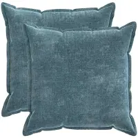 vidaXL Kussensloop 2 st HOUTEN Blauw 55 x 55 cm Chenille Stof