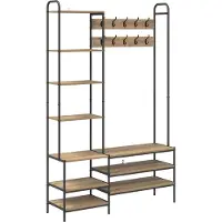vidaXL Kapstok met schoenenbank Artisanaal eiken 120,5 x 34 x 190 cm