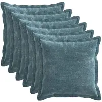 vidaXL Kussensloop 6 st HOUTEN Blauw 50 x 50 cm Chenille Stof