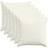 vidaXL Kussensloop 6 st HOUTEN Crèmekleurig 70 x 70 cm corduroy
