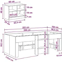 vidaXL Loft Bed Frame met Kast met plank 3 st Betongrijs Bewerkt hout