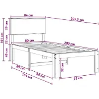 vidaXL Eenpersoonsbed met hoofdbord ROSTOCK Donkerbruin 80 x 200 cm