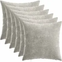 vidaXL Kussensloop 6 st HEERLEN Lichtgrijs 30 x 30 cm Chenille Stof