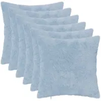 vidaXL Kussensloop 6 st HEERLEN Lichtblauw 45 x 45 cm Nep Konijnenbont