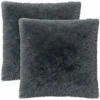 vidaXL Kussensloop 2 st HEERLEN Antracietkleurig 80 x 80 cm PV Fleece