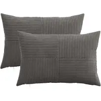 vidaXL Kussensloop 2 st ALMELO Donkergrijs 50 x 75 cm corduroy