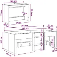 vidaXL Stapelbed met bureau voor kinderen, 2 stuks, Artisan eikenhout