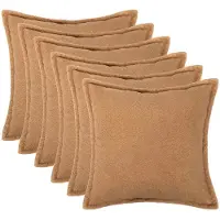 vidaXL Kussensloop 6 st HOUTEN Beige 30 x 30 cm Bouclé