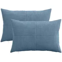 vidaXL Kussensloop 2 st ALMELO Blauw 30 x 50 cm corduroy
