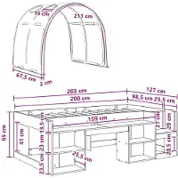 vidaXL Bedframe met Tunnel 3 st Sonoma eiken en roze Bewerkt hout