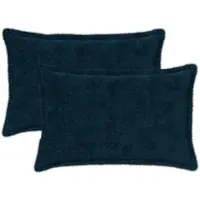 vidaXL Kussensloop 2 st HOUTEN Marineblauw 50 x 75 cm Nep Konijnenbont