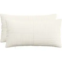 vidaXL Kussensloop 2 st ALMELO Crèmekleurig 40 x 70 cm corduroy