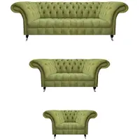 AEA Olivengrüne Chesterfield Sofas Komplette Couchgarnitur Wohnzimmer Möbel