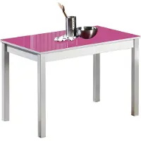 Dripio Eettafel met glazen blad, fuchsia kleur, metalen frame, 90x50 cm