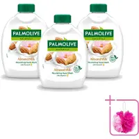 Palmolive 3 x - Amandelmelk - Handzeep Navulling - Zacht & Hydraterend - 300 ml - Bulkverpakking - Handzeep navulling - Douchemop - Melk en amandelextract