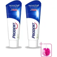 Prodent 2 x – Tandpasta – White System – Natuurlijk Witmakend – 75 ml - Bulkverpakking - Witte tanden - Douchemop - Tandenpoets