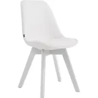 CLP Stoel Manado, bekleding van kunstleer, met zitkussen en houten poten. Frame: wit. Kleur frame: wit