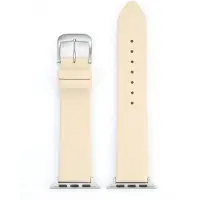 Eulit horlogeband geschikt voor Apple Watch 42/44/45/46 maat - Serie 1/2/3/4/5/6/7/8/9/10/11/12 + SE - nappa smart - 22 mm - creme wit- metalen verguld gesp ROSÉ GOUD - incl. adapter