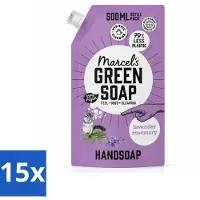 Marcel's Green Soap 15 x Marcel’s Green Soap – Handzeep Navulling – Lavendel & Rozemarijn – 500 ml - Voordeelverpakking - 15 stuks