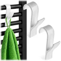 Kadax haken voor handdoekradiatoren, 2 stuks, radiatorhaken om handdoeken in de badkamer op te hangen, handdoekhouders voor badkamerradiatoren (wit)