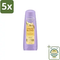 Andrélon 5 x – Conditioner – Stralend Blond – 200 ml - Wasstrips - Blond Haar Verzorging - Verhelderende Conditioner - Glans Voor Blond Haar - Highlights Verzorging - Macadamia-olie Conditioner