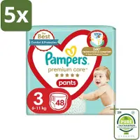 Pampers 5 x – Luierbroekjes – Premium Care Pants Maat 3 – 48 Luiers - Grootverpakking - Vaatwasstrips - Luier - Luierbroek - Luier Voor Baby - Luier Voor Kind - Droge Billetjes