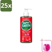 Happy Earth 25 x – Handzeep – 100% Natuurlijk Floral Patchouli – 300 ml - Bulkverpakking - Natuurlijke handzeep - Douchemop - Vegan handzeep