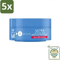 Taft 5 x - Ultra 2 - Styling Wax - Flexibele textuur - 75 ml - Wasstrips - Haartypen - Styling Wax - Flexibele Hold - Glanzend Haar - Vegan Haarproduct