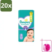 Pampers 20 x – Luiers – Active Baby Maat 3 – 54 Luiers - Bulkverpakking - Baby luiers - Douchemop - Droge nachten