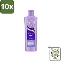 Andrélon 10 x – Shampoo – Zilver Care – 250 ml - Wasstrips - Zilver Care Shampoo - Haarkleur Corrigeren - Gele Tonen Verminderen - Paarse Pigmenten - Blond Haar