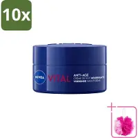 Nivea 10 x - Nachtcrème - VITAL Anti-Rimpel Herstellend - Voor rijpe huid - Met Vitamine F, Teunisbloemolie & Calcium - 50 ml - Bulkverpakking - Nachtcrème - Douchemop - Anti-rimpel