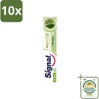 Signal 10 x - Integral & Actions - Tandpasta - Natuurlijke Kruiden - Gerecyclede Verpakking - 75 ml - Wasstrips - Tandpasta - Natuurlijke Kruiden - Fluoride - Tandbederf - Tandplak