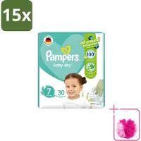Pampers 15 x – Luiers – Active Baby Dry Maat 7 – 30 Luiers - Bulkverpakking - Luiers voor baby - Douchemop - Droge luiers
