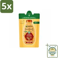 Garnier 5 x - Loving Blends - Shampoo Refill - Honing Goud - Beschadigd & Breekbaar Haar - 250 ml - Wasstrips - Honing Shampoo - Haar Herstellen - Beschadigd Haar - Haarbreuk - Gespleten Punten