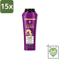 GLISS 15 x Shampoo Full Hair Wonder - 250 ml - Grootverpakking - Vaatwasstrips - Haarversterkend Shampoo - Volume Voor Dun Haar - Biotine Shampoo - Peptiden Voor Haar - Gezond Haar