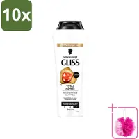 GLISS 10 x - Shampoo - Total Repair - Voor Intensief Haarherstel - 250 ml - Bulkverpakking - Haarkracht - Douchemop - Haarherstel