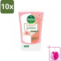 Dettol 10 x - Wasgel Navulling - Skincare - Rozenwater & Sheaboter - 250 ml - Bulkverpakking - Handen reinigen - Douchemop - Antibacteriële wasgel