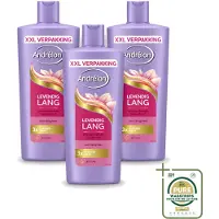 Unilever 3 x Andrélon Levendig Lang Shampoo – 685 ml - Voorraadverpakking - 3 stuks