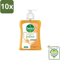Dettol 10 x - Handzeep - Nourish - Honing & Vanille - 250 ml - Grootverpakking - Vaatwasstrips - Handzeep - Antibacteriële Handzeep - Handen Wassen - Handen Verzorgen - Huid Verzorgen