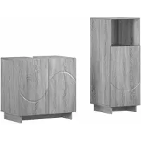 vidaXL - Badkamerkast - set - 2 - st - Grijs - Sonoma - Bewerkt - hout