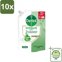 Dettol 10 x - Handzeep Navulling - Hydrate - Aloë Vera & Bamboe - 500 ml - Grootverpakking - Vaatwasstrips - Handzeep - Handen Reinigen - Antibacterieel - Hygiëne - Handen Verzorgen