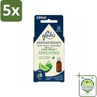 Glade 5 x – Aromatherapy Mist Diffuser Navulling – Calm Mind – 17,4 ml - Grootverpakking - Vaatwasstrips - Aromatherapie - Ontspanning - Stressverlichting - Bergamot - Citroengras