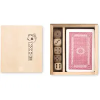 Midocean Houten Speelkaarten & Dobbelstenen Set - 54 Kaarten, 5 Dobbelstenen