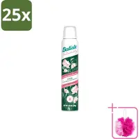 Batiste 25 x - Naturally Bamboo Fibre & Gardenia - Droogshampoo - Versterkt en Verfrist - 100% Natuurlijk - 200ml - Bulkverpakking - Natuurlijke haarkleur - Douchemop - Haarkleur verfrissen