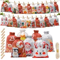 Dripio Adventskalender om zelf te vullen, 24 zakjes, 18x13 cm, van stof, voor zelfmaak