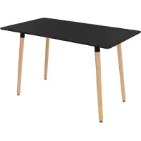 Dripio Eettafel, 120x70 cm, zwart, MDF-plaat, beukenhouten poten, geschikt voor 4-6 personen.