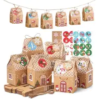Dripio Adventskalenderhuisjes, set van 24, 3 designs, zelf samenstellen, afmetingen: 5x7x10,5 cm